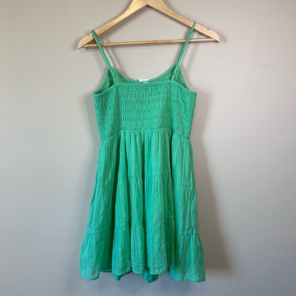 American Eagle Green Sleeveless Smocked Mini Summer Dress Size Medium - Picture 8 of 9